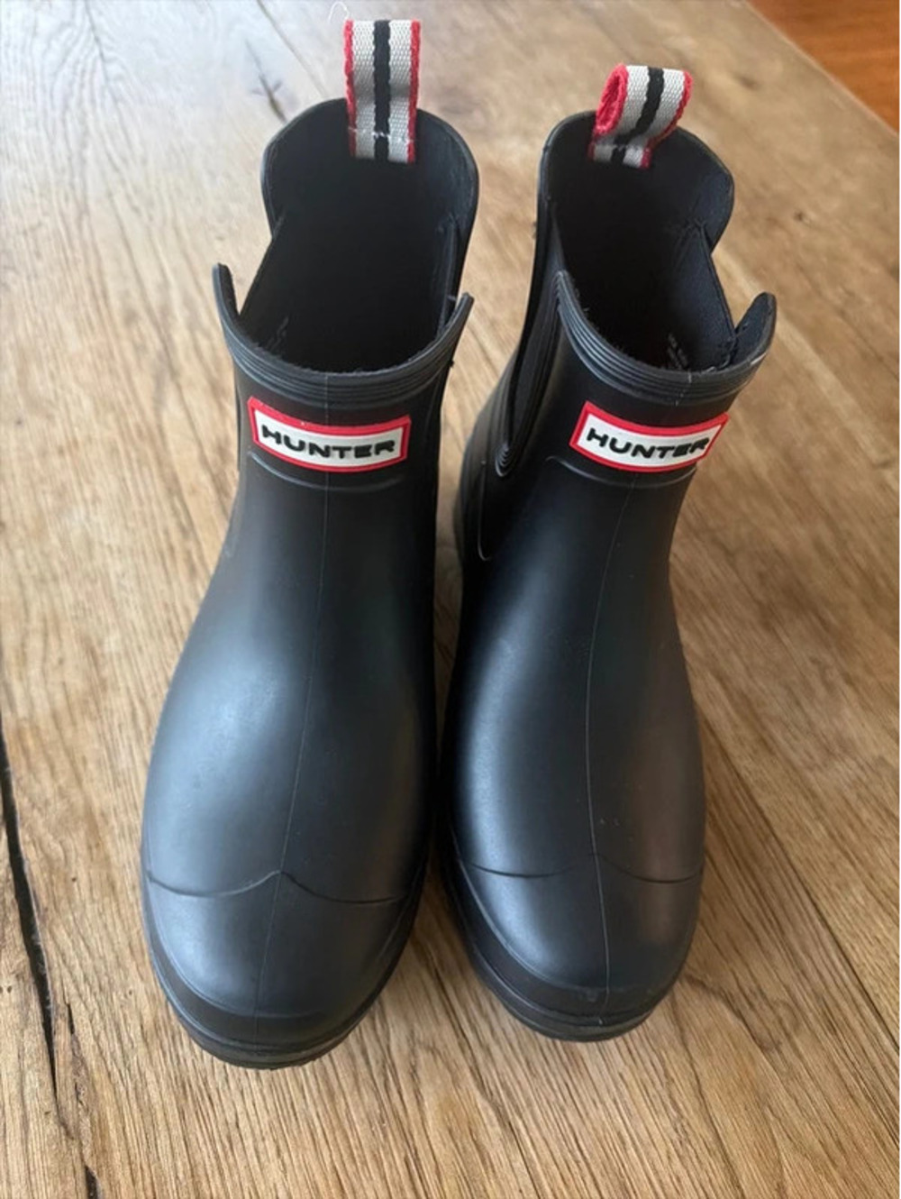 Hunter Black Ankle Rain Boots with Red Trim Size 6